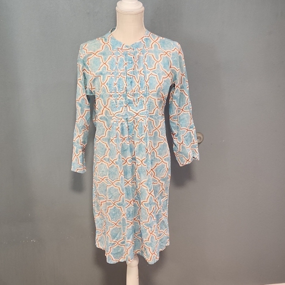 Roberta Roller Rabit Geometric 100% cotton pleated empire neckline midi …